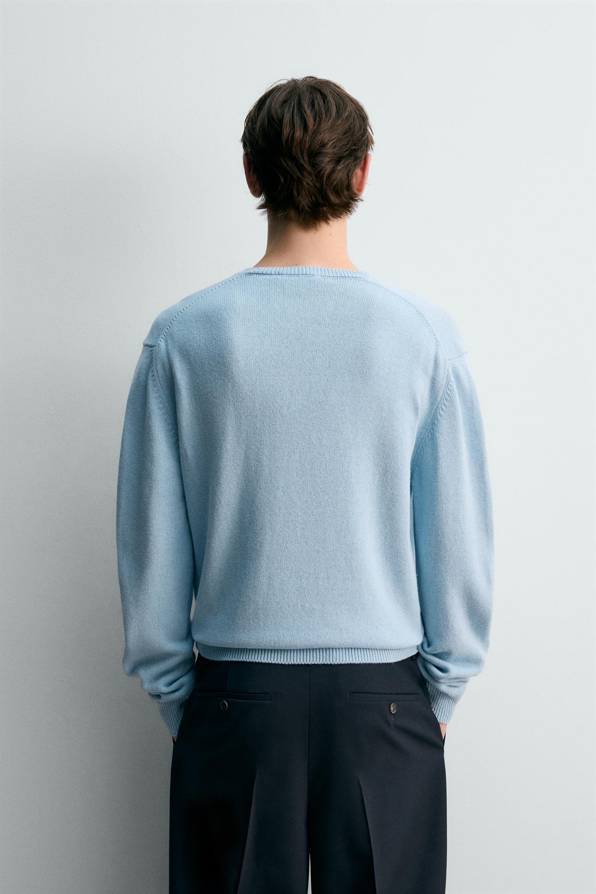 COTTON-LINEN BLEND V-NECK JUMPER
